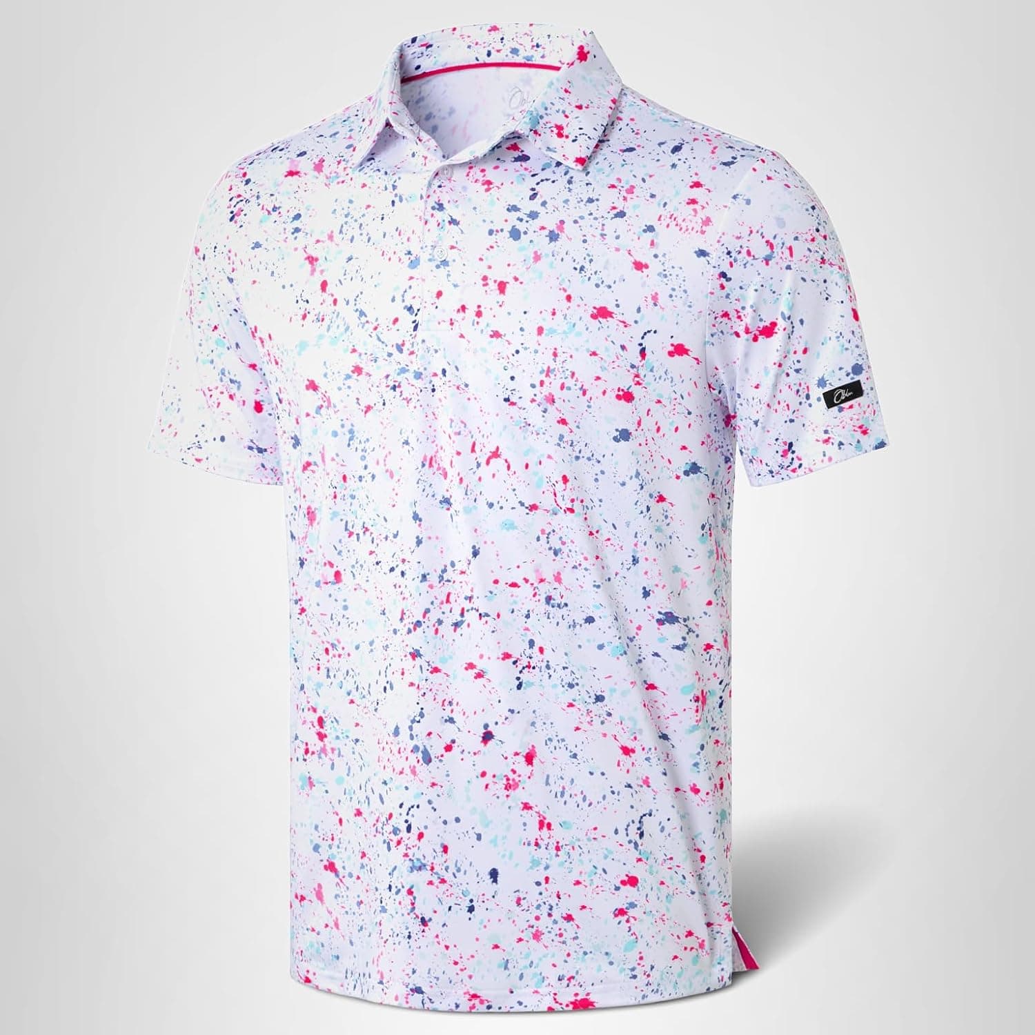Obla Mens Golf Polo Shirts Short Sleeve Dry Fit Performance Moisture Wicking Casual Print Collared Golf Shirts for Men