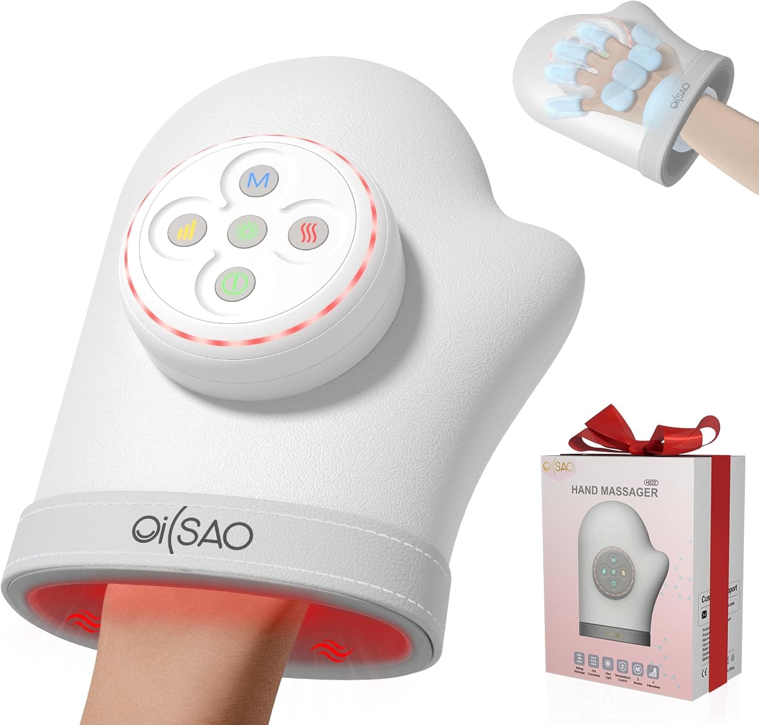 Hand Massager with Heat and Compression-3s Fast Heating,3 Heat Levels, Full Hand & Wrist Coverage, 5 Intensities, 3 Modes, Cordless Heated Hand Massage for Muscle Relief,Relaxation Gifts for Women Men