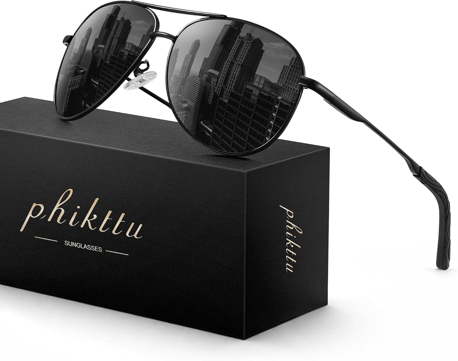 Sunglasses Men Polarized Aviator Sunglasses for Men and Women | Men’s Black Sunglasses, Durable Metal Frames with UV Protection, Classic Retro Shades for Fishing, Driving And Outdoor