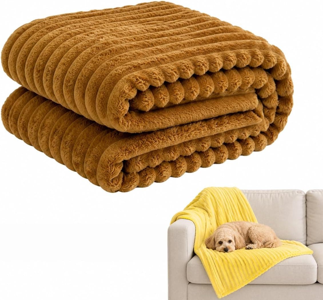 Emotional Support Blanket Yellow for Dogs Security Blanket, Calming Dog Blanket, Throw Rabbit Designed for Pets, Soft and Comfortable for Indoors Sofa (Dark Brown,27.6"x39.4")