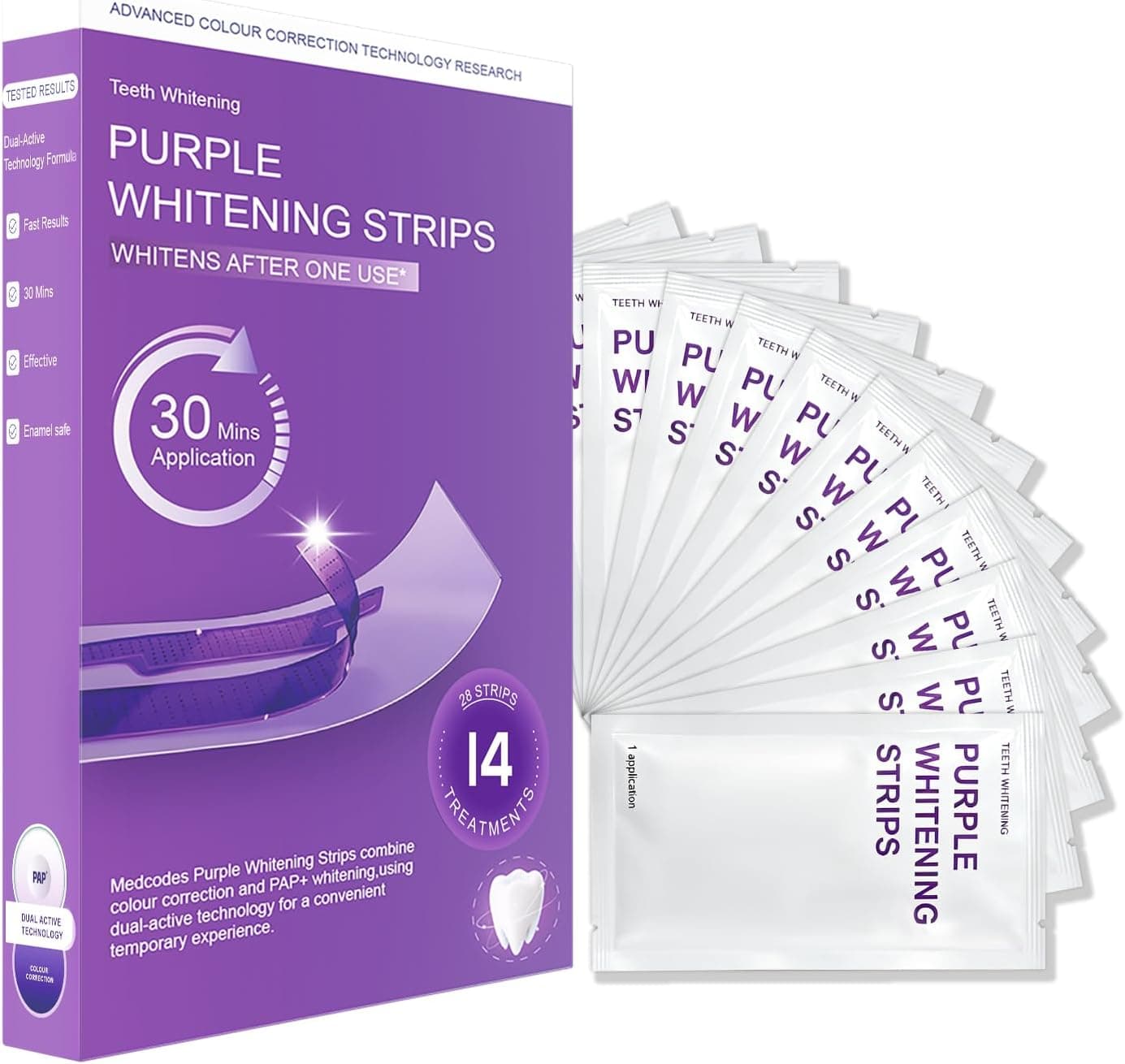 Teeth Whitening Strips for Sensitive Teeth, Enamel Safe Non-Slip, Home Dental Whitening Kit Removes Coffee Smoke Wine Stains, Multi-Pack Treatments (14 Treatments 28 PCS)