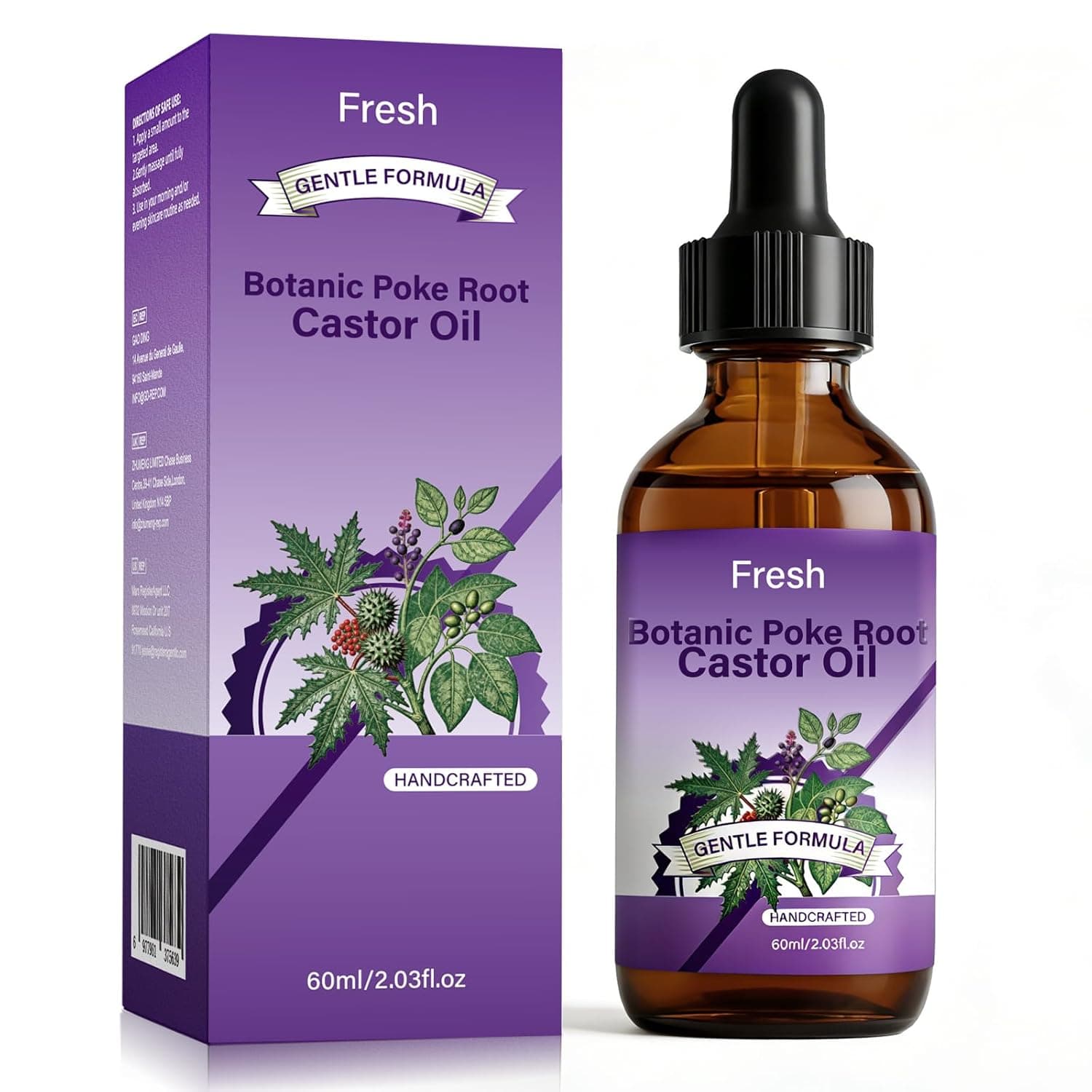 Poke Root and Castor Oil - Poke Root & Castor Oil with Vitamin E - Natural Lymphatic Support & Skin Wellness Oil, Soothing Massage Blend