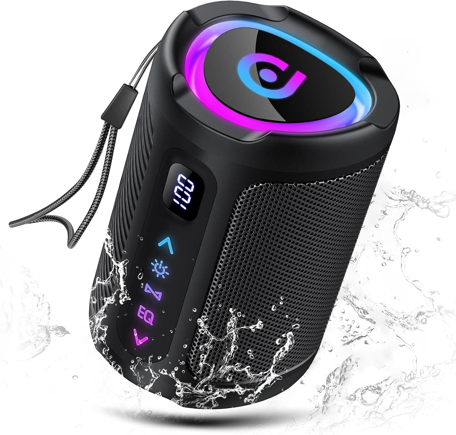 aowoka Bluetooth Speaker, 2026 Portable Wireless Speakers with Led Light, Bluetooth 5.4, 15H Playtime, Enhanced Bass, IPX7 Waterproof