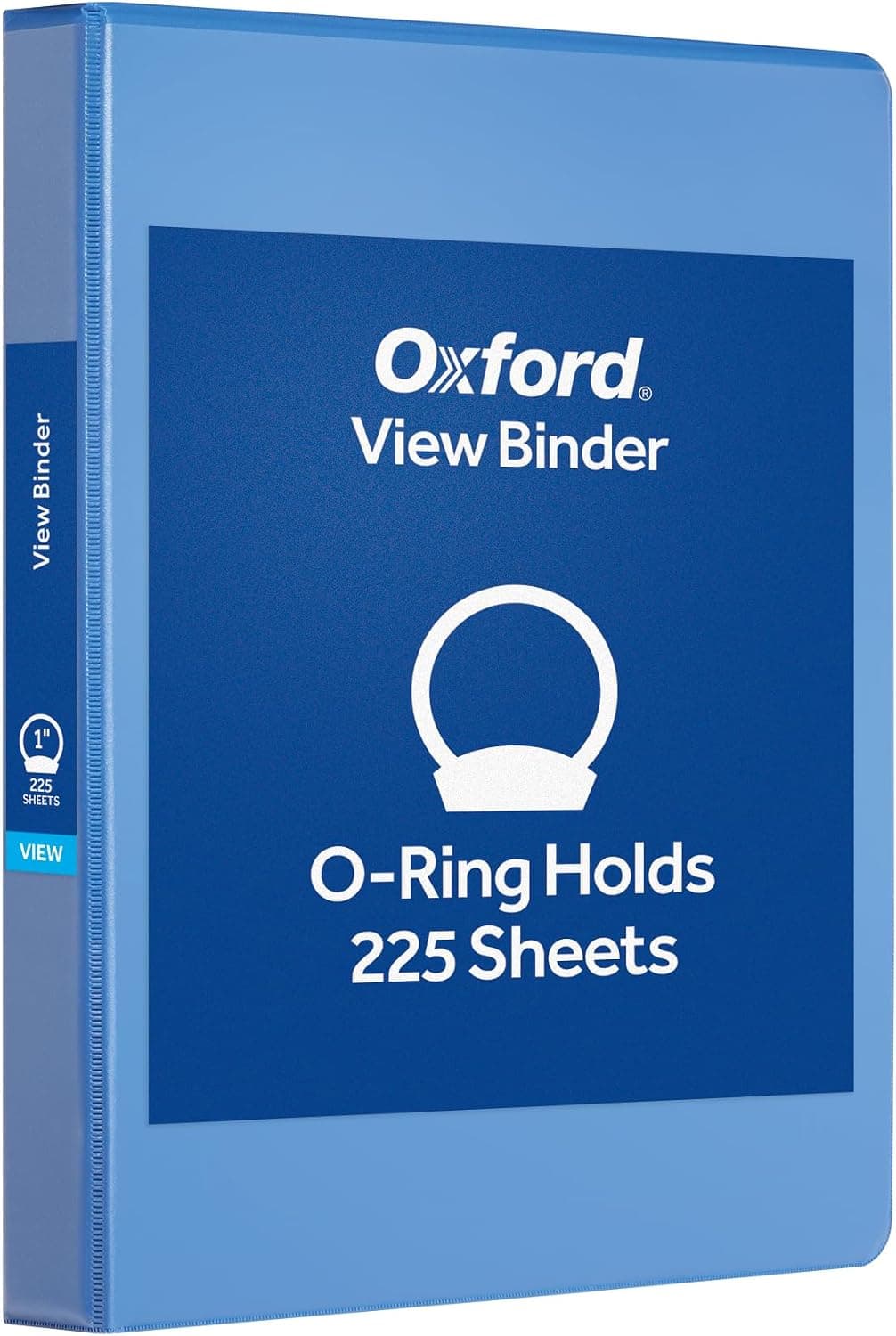 Oxford 1 Inch Binder, Durable 3 Ring with View Cover, XtraLife Hinge, Non-Stick PVC-Free, Blue, 225-Sheet Capacity