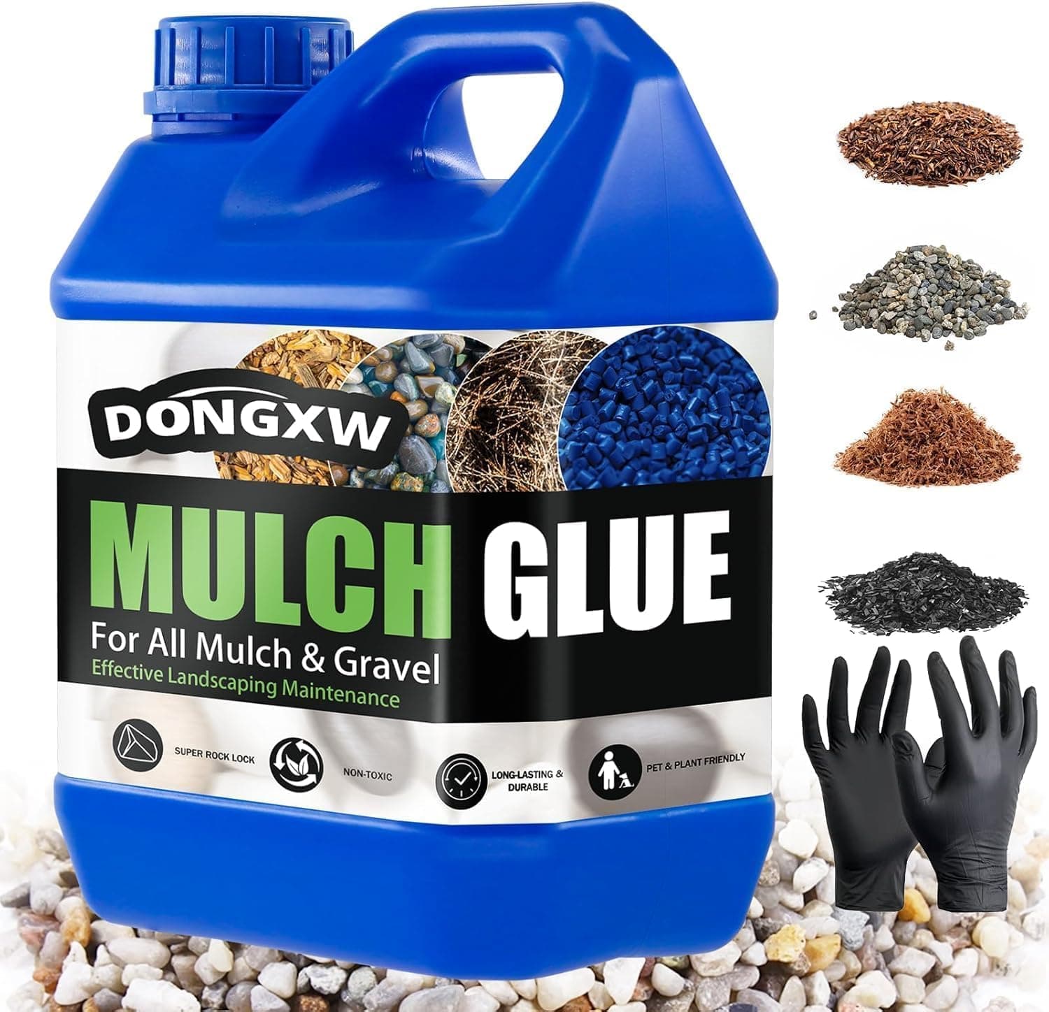 Mulch Glue for Landscaping, 64oz Concentrated Rock Glue, Weather-Resistant Gravel Binder & Stabilizer, Non-Toxic Pet-Safe Adhesive for Pea Gravel, Stones & Pebbles, Outdoor Garden Paths & Walkways