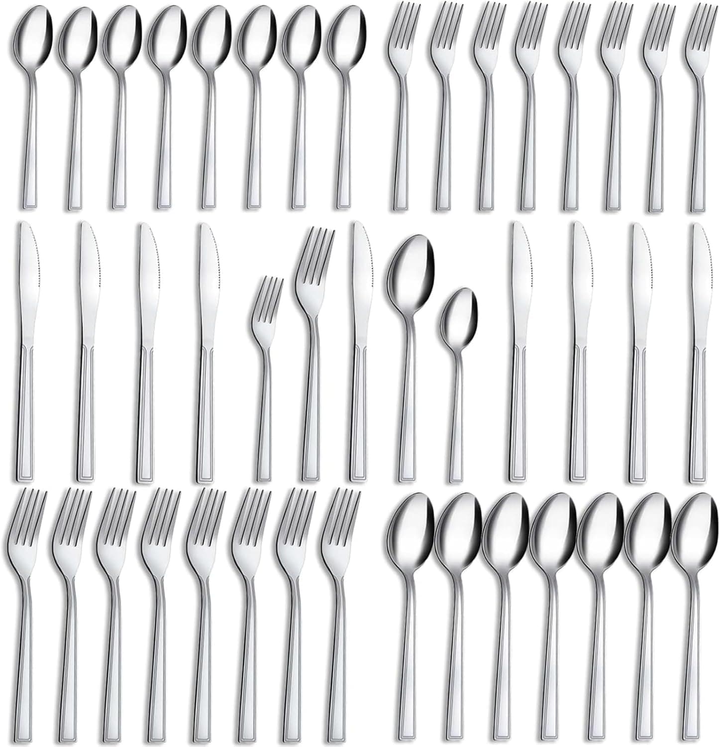 Hunnycook 40-Piece Silverware Set - Stainless Steel Silverware Set for 8, Flatware Set, Include Spoons and Forks Set, Mirror Polished, Dishwasher Safe, Cutlery Set for Home Kitchen Restaurant Hotel