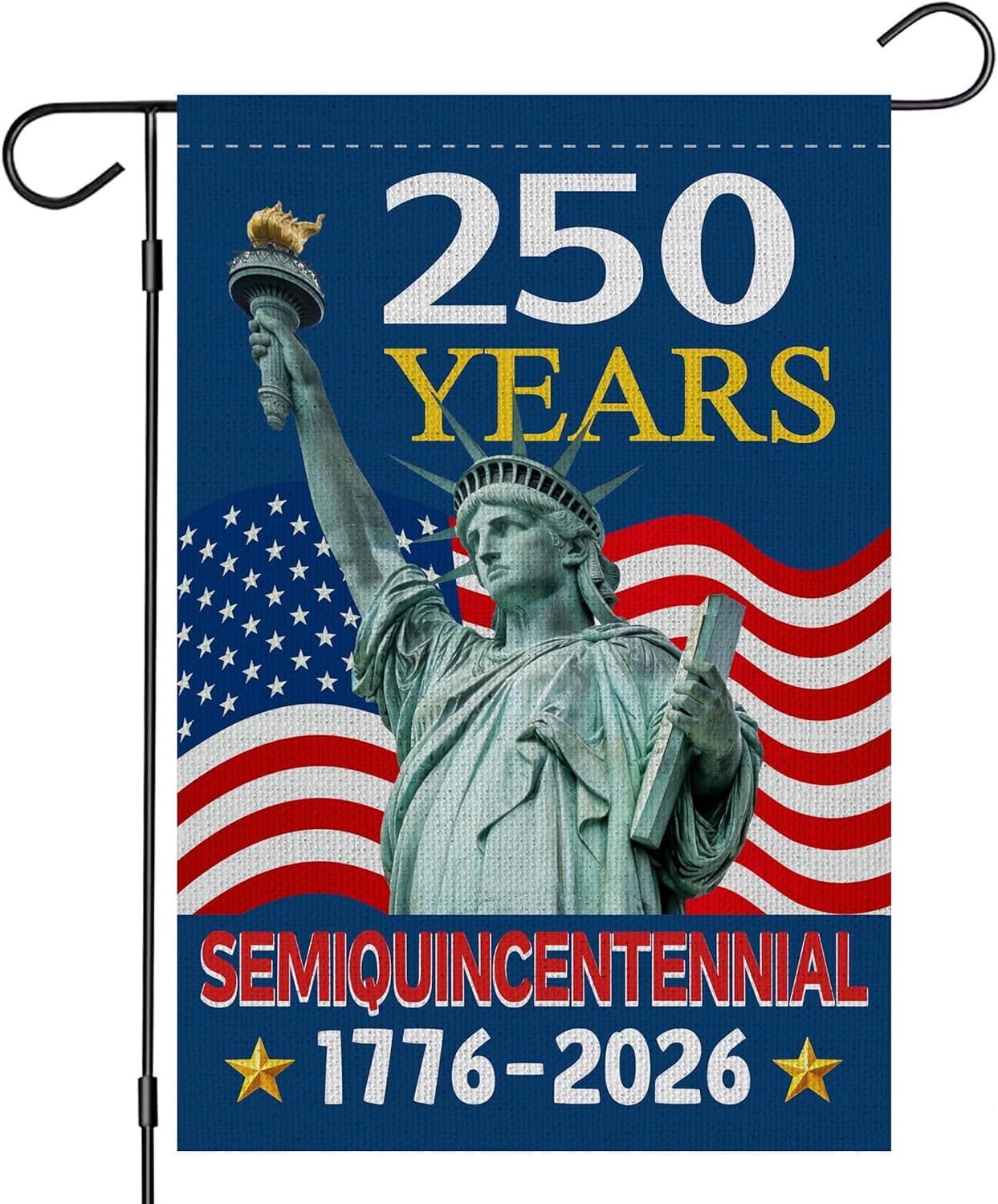 250 Anniversary USA Garden Flag, 250th Anniversary Semiquincentennial Double-Sided Patriotic Banner, 1776-2026 Commemorative 4th of July Linen Yard Flag 12 x 18 Inch