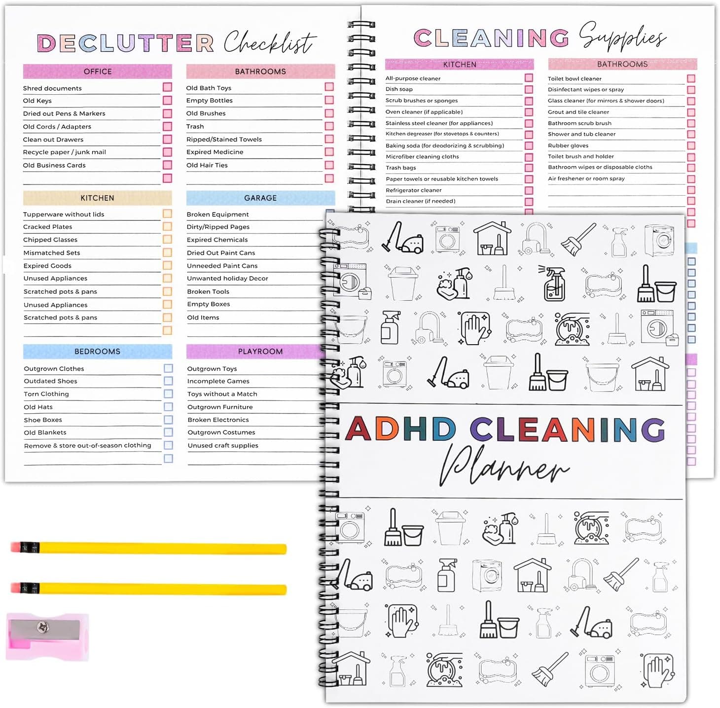 ADHD Cleaning Planner for Adults – Undated Daily, Weekly & Monthly Cleaning Schedule & Checklist – Household Chores Organizer Notebook for Home Management, Routine Tracking & Family Cleaning Tasks