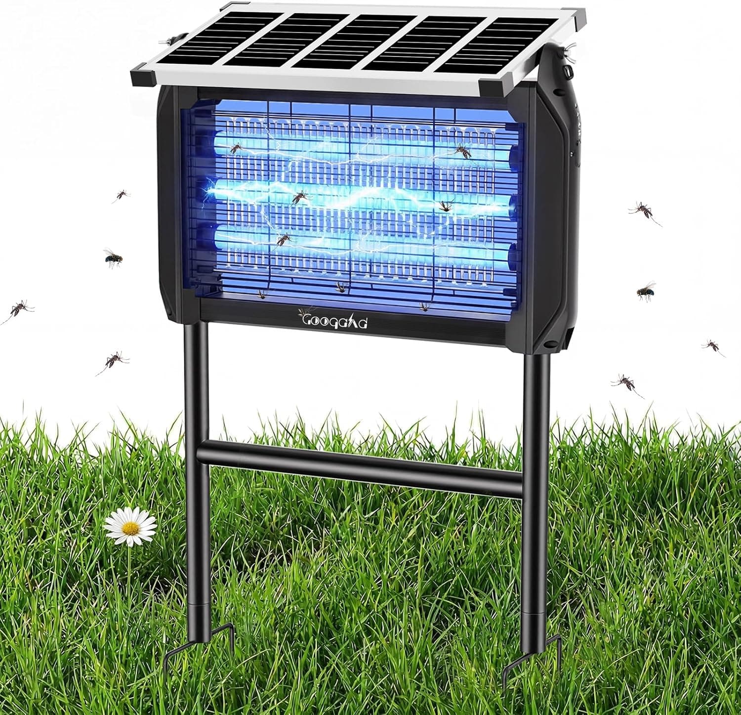 Solar Bug Zapper Outdoor, 4000V/15W High Powered Electric Bug Zapper, Solar & USB Powered with LED Fly Light Trap, IPX5 Waterproof for Patio, Garden, Camping