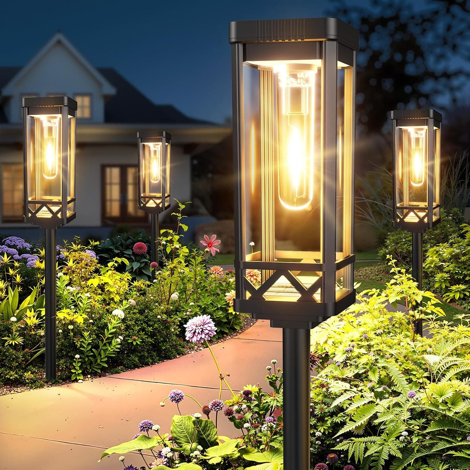 KOOPER Taller Solar Pathway Lights Outdoor, 8 Pack Upgraded Brighter Solar Garden Lights Solar Powered, Up To 15 Hours Outdoor Solar Lights for Yard Landscape Lighting Path Walkway Driveway Sidewalk