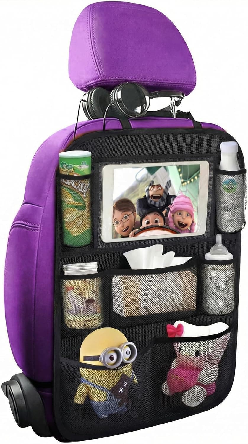 Backseat Car Organizer with Tablet Holder for Kids Toddlers - Ultimate Space Saver Travel Accessories