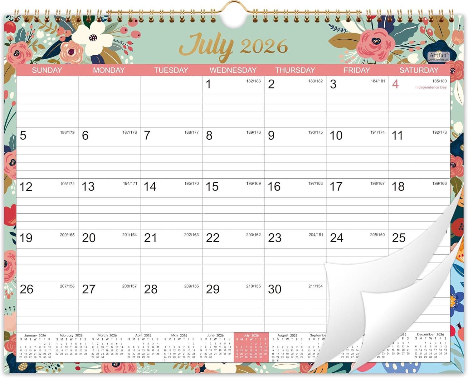 Calendar 2026-2027 - Wall Calendar 2026-2027, 15" x 11.5" | Jul.2026 - Dec.2027, Wall Calendar 18 Month, Twin-Wire Binding, Julian Dates, Notes, To-do List, Thick Paper, Organizing