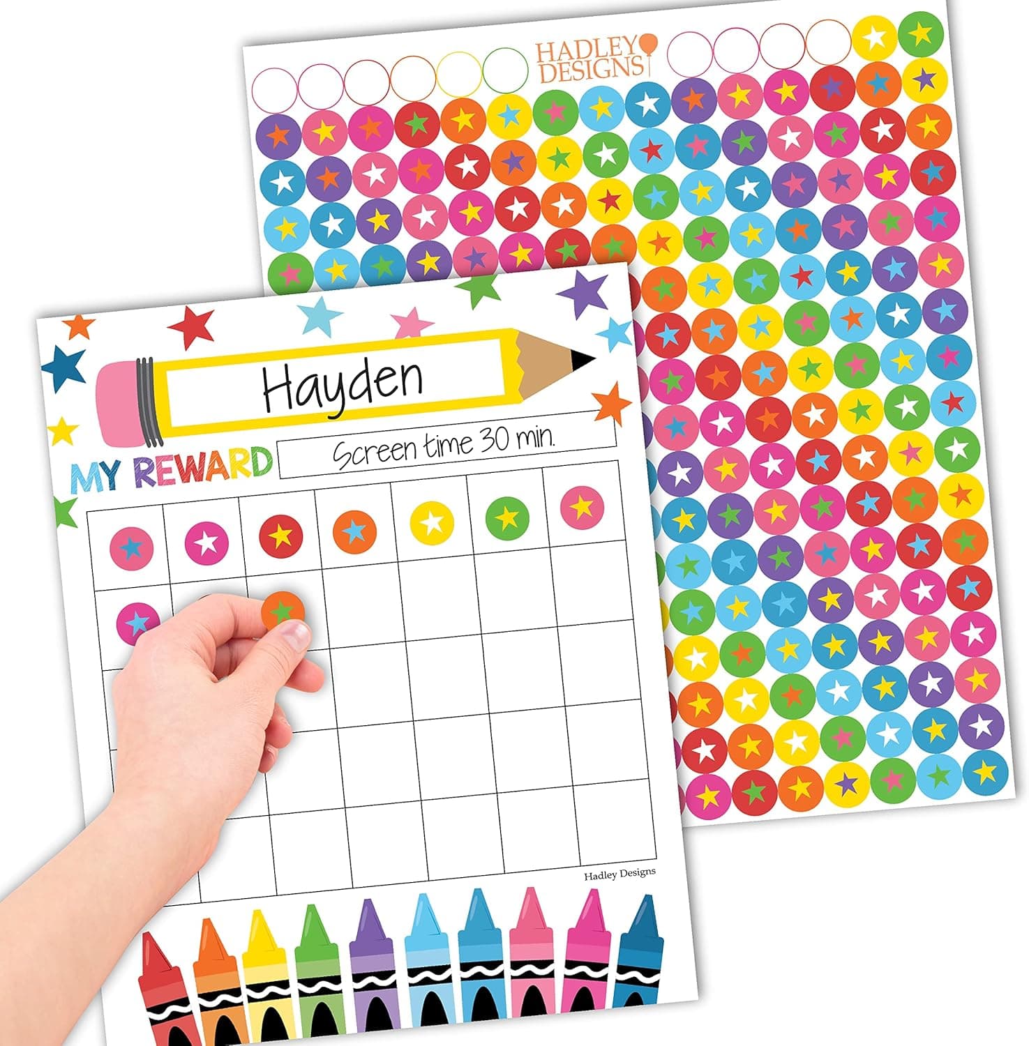 Star Sticker Chart for Kids Behavior -25 Toddler Sticker Reward Chart for Kids Incentives, Behavior Chart for Kids At Home & Classroom, Crayon Incentive Chart for Classroom Must Haves